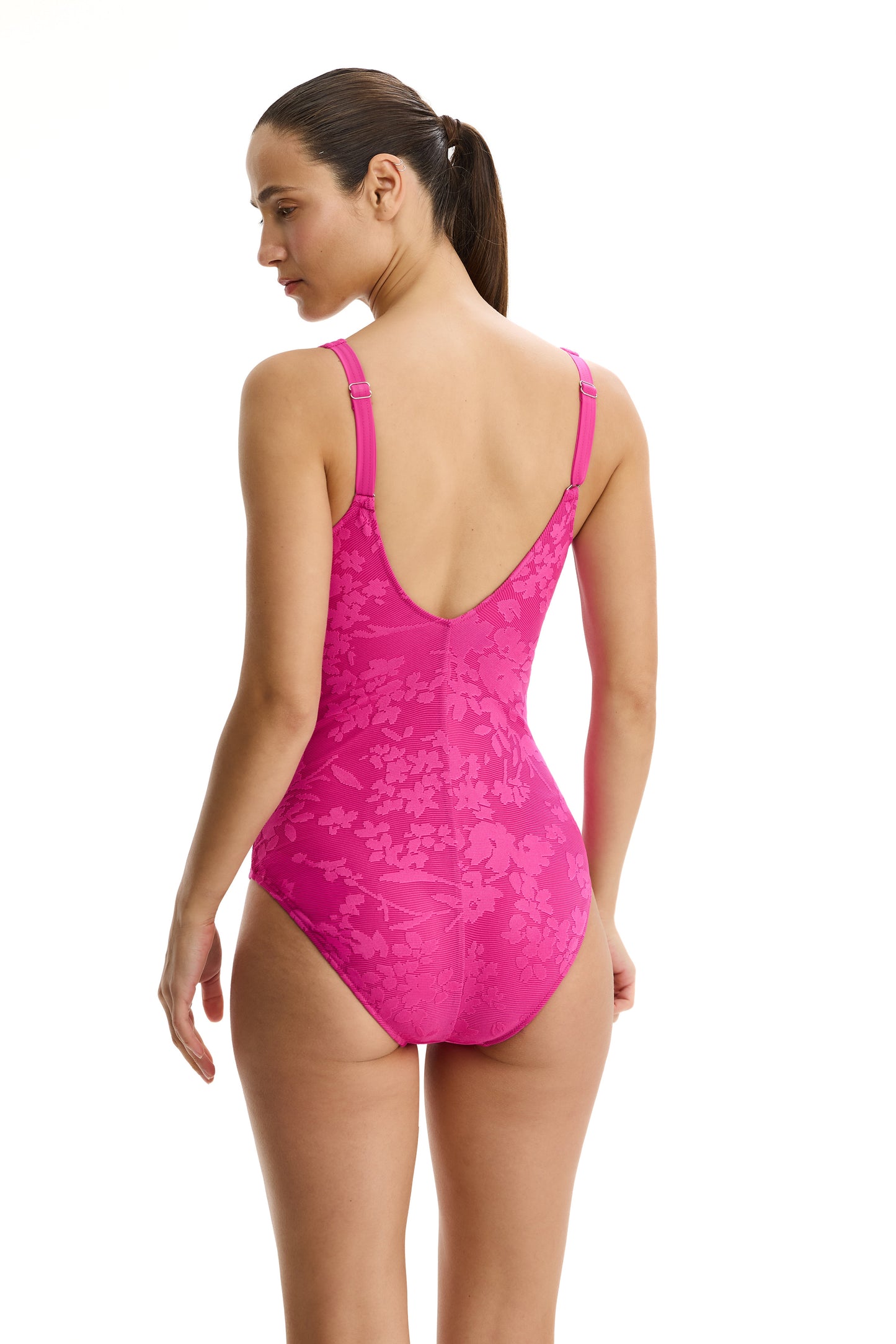 PROFILE by gottex CANTILLY LACE Halter Plunge One Piece - Pink