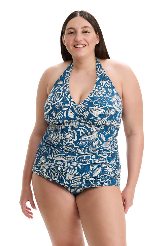 PROFILE by gottex GARDEN MIST Halter Neck Tankini Top - Denim