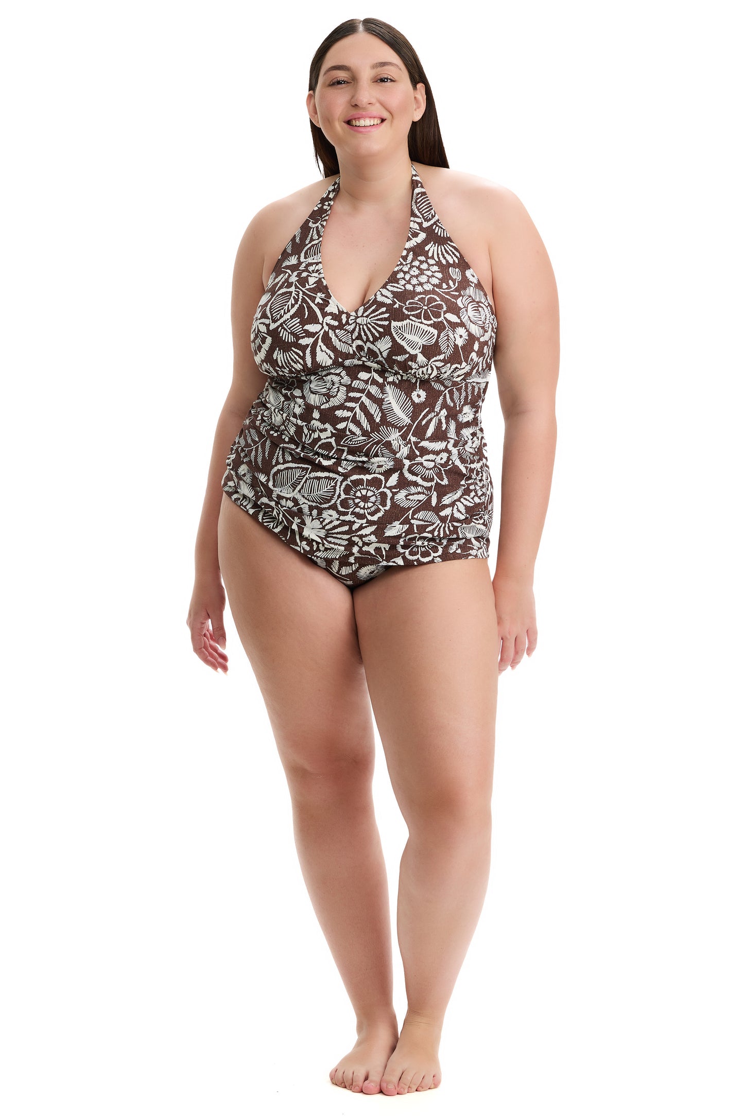 PROFILE by gottex GARDEN MIST Halter Neck Tankini Top - Brown
